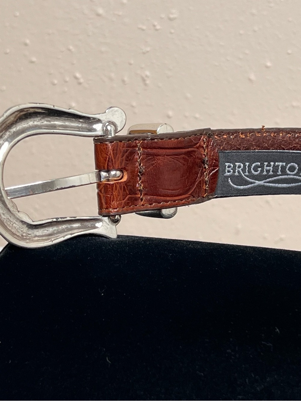 Brighton Womens Belt Size Large 38” Long Brown Croc Embossed Leather - Picture 4 of 6
